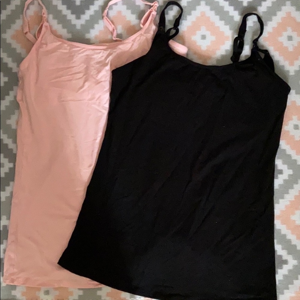 Nursing tank tops. Size L/XL. Pink and black.